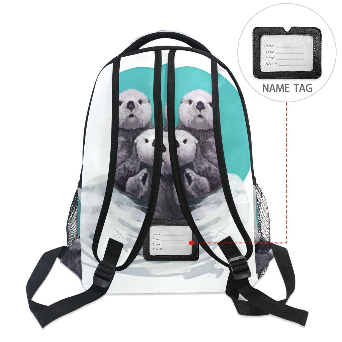 Fisyme Cute Sea Otter Backpack Laptop Bag Daypack Travel Hiking School Backpacks for Men Women Kids Girls Boys