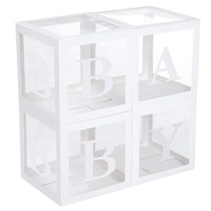 baby boxes with letters for baby shower - baby shower decorations of 4 white blocks, 8 letters, perfect party decor