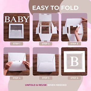 Baby Boxes with Letters for Baby Shower - Baby Shower Decorations of 4 White Blocks, 8 Letters, Perfect Party Decor