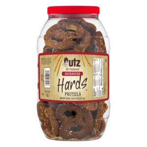 Utz Old Fashioned Sourdough Hard Pretzels – 26 oz Barrel (2 Count) – Big and Thick Classic Pretzel Twists, Crunchy Sourdough Pretzel with Zero Cholesterol, Brown