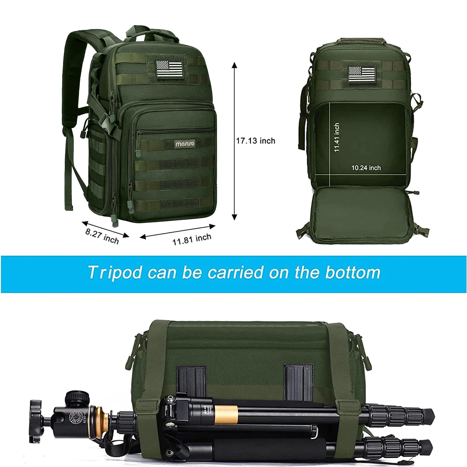 MOSISO Camera Backpack, DSLR/SLR/Mirrorless Tactical Camera Bag Case with Laptop Compartment Compatible with Canon/Nikon/Sony, Army Green