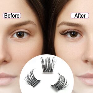 Cluster Lashes DIY Eyelash Extension Volume Wide Stem Individual Lashes with Clear Band D Curl 39 Clusters Natural Fluffy Makeup at Home Lashes(FD02-8/10/12mm)