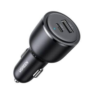 ugreen 63w usb c car charger adapter, pps 45w super fast charging 2.0 type c car charger cargador para carro, dual usb car charger for iphone 15/14/13/12, galaxy s24/s23/s22/series, ipad, macbook