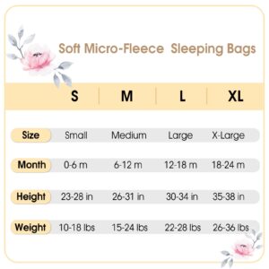 PHF Soft Micro-Fleece Baby Sleep Sack, 6-12 Months Warm Baby Wearable Blanket, 2-Way Zipper Sleeping Bags, 2 Pack Comfy Toddler Sleeping Sack for Baby Girls, Medium Size, Floral