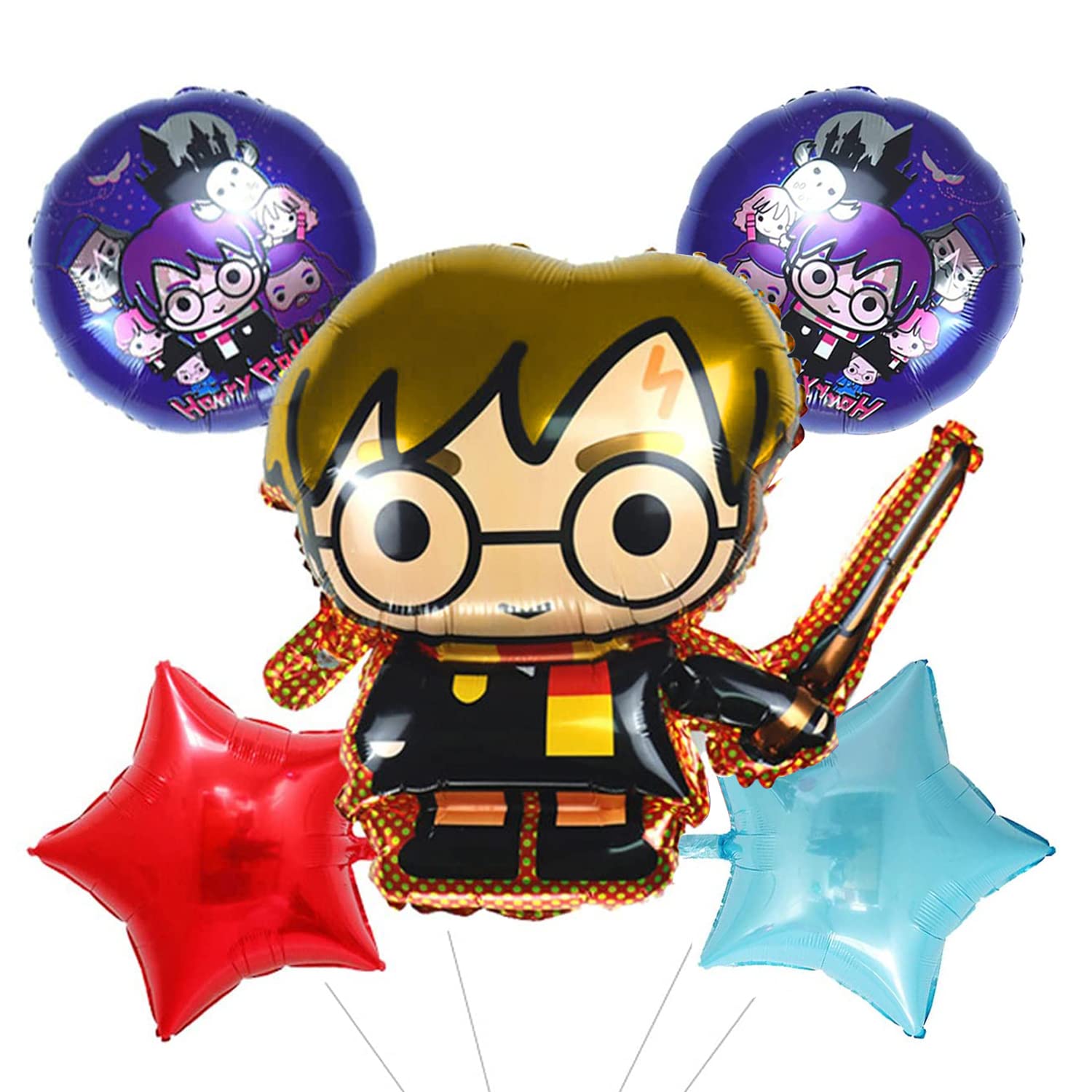 Wizard Balloon Party Favor Birthday Decoration - iftnotea 5PCS Magical Magician Theme Aluminum Foil Party Supplies Cartoon for Kids Toddlers Adults