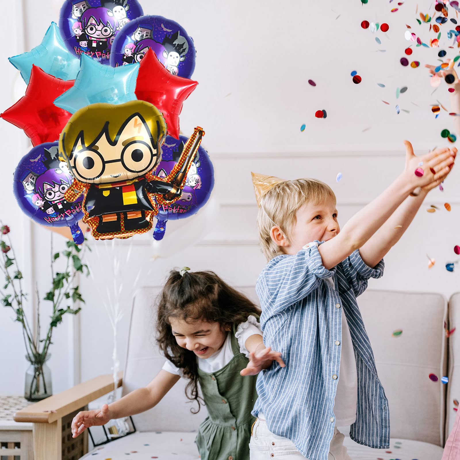 Wizard Balloon Party Favor Birthday Decoration - iftnotea 5PCS Magical Magician Theme Aluminum Foil Party Supplies Cartoon for Kids Toddlers Adults