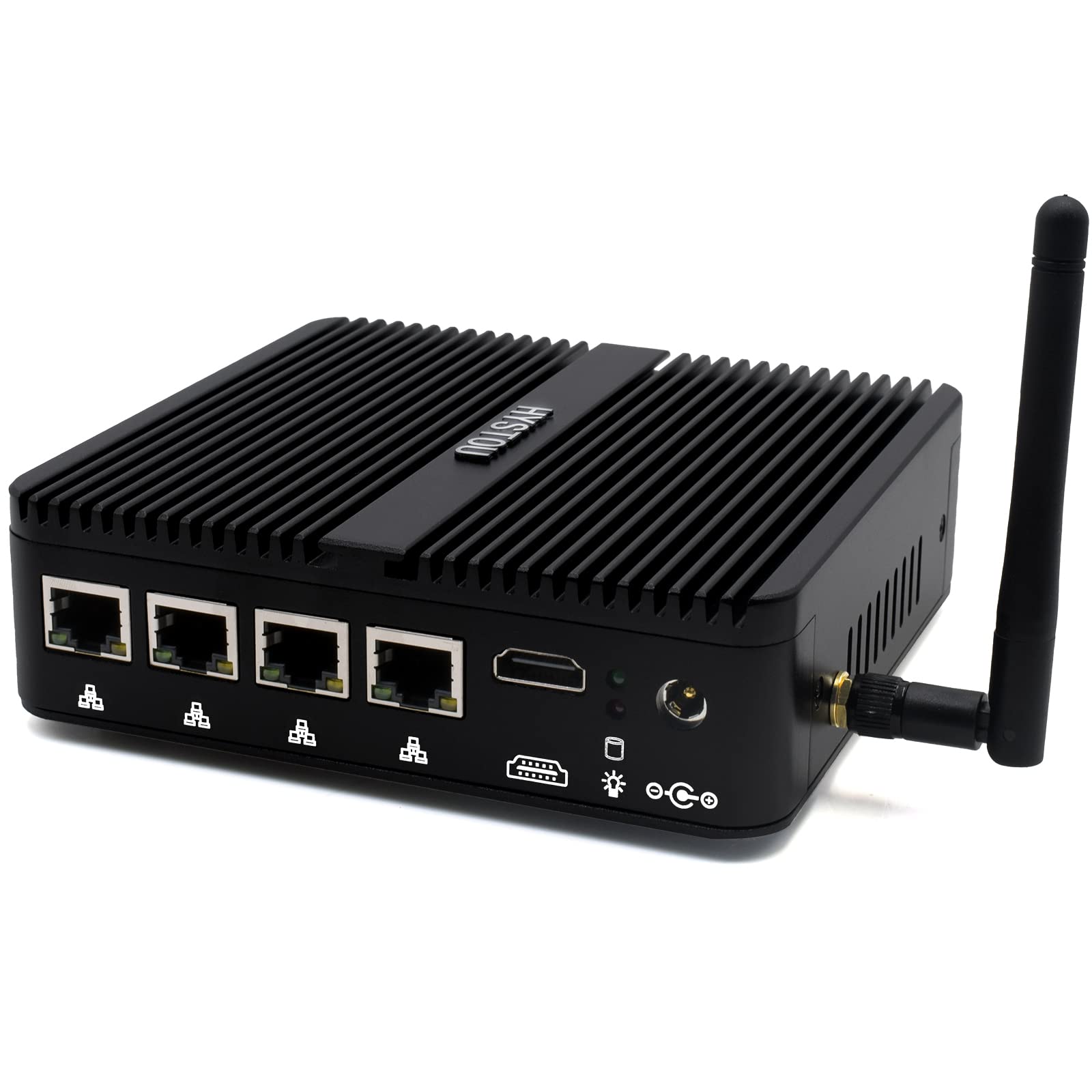 HYSTOU Mini Industrial Computer Celeron J4125 with 8GB DDR4 256GB SSD OPNsense Router Firewalls Fanless Mini PC Windows 10 Pro 4 x RJ45 LAN Network Micro Appliance 4K HD Wifi2.4G+5.0G BT