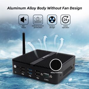 HYSTOU Mini Industrial Computer Celeron J4125 with 8GB DDR4 256GB SSD OPNsense Router Firewalls Fanless Mini PC Windows 10 Pro 4 x RJ45 LAN Network Micro Appliance 4K HD Wifi2.4G+5.0G BT