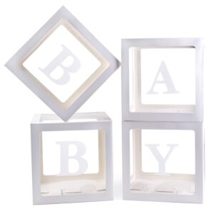 baby boxes with 4 pcs letters white clear balloon box blocks for baby shower and birthday party