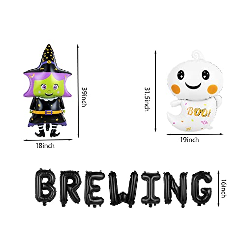 A Baby is Brewing Halloween Baby Shower Balloons Decorations A Baby is Brewing Balloon Garland and Halloween Witch Ghost Foil Balloons for Halloween Baby Shower Birthday Party Supplies