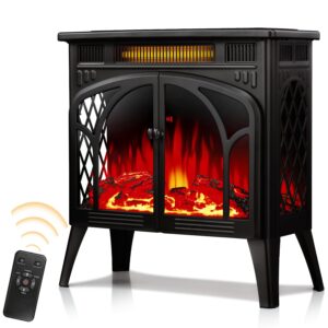 zafro electric fireplace stove, electric fireplace heater with adjustable brightness, indoor fireplace with realistic flame effects, space fireplace with overheating protection, 2 heating modes, black