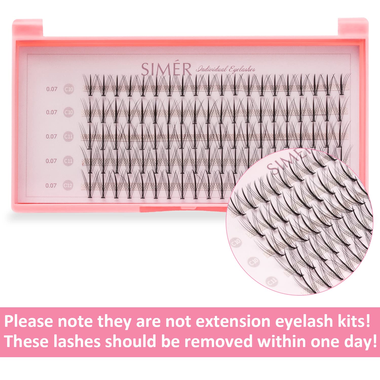 False Eyelashes Individual Lashes 100 Clusters Natural Eyelash Extension Kit DIY 10/11/12mm Mixed Wispy C Curl 0.07mm Thickness Single Cluster Lashes