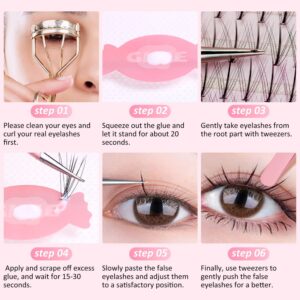 False Eyelashes Individual Lashes 100 Clusters Natural Eyelash Extension Kit DIY 10/11/12mm Mixed Wispy C Curl 0.07mm Thickness Single Cluster Lashes