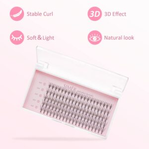 False Eyelashes Individual Lashes 100 Clusters Natural Eyelash Extension Kit DIY 10/11/12mm Mixed Wispy C Curl 0.07mm Thickness Single Cluster Lashes