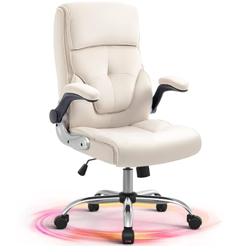 YAMASORO Ergonomic Executive Office Chair with Lumbar Support,Velvet Fabric Home Office Desk Chairs with Wheels, High Back Computer Chairs,Beige