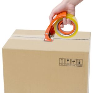 PROSUN 2 Pack Metal Packing Tape Dispenser Gun: 2-inch Wide Tape dispensers/3-Inch Inner Paper Core(2"Orange+2"White)