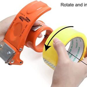 PROSUN 2 Pack Metal Packing Tape Dispenser Gun: 2-inch Wide Tape dispensers/3-Inch Inner Paper Core(2"Orange+2"White)