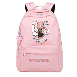 cosabz anime anya forger backpack cosplay kawaii backpack schoolbag mochila bag with pendant for girls pink (2)