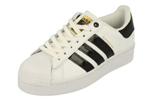 adidas originals superstar bold womens trainers sneakers (uk 6 us 7.5 eu 39 1/3, white black gold fv3336)