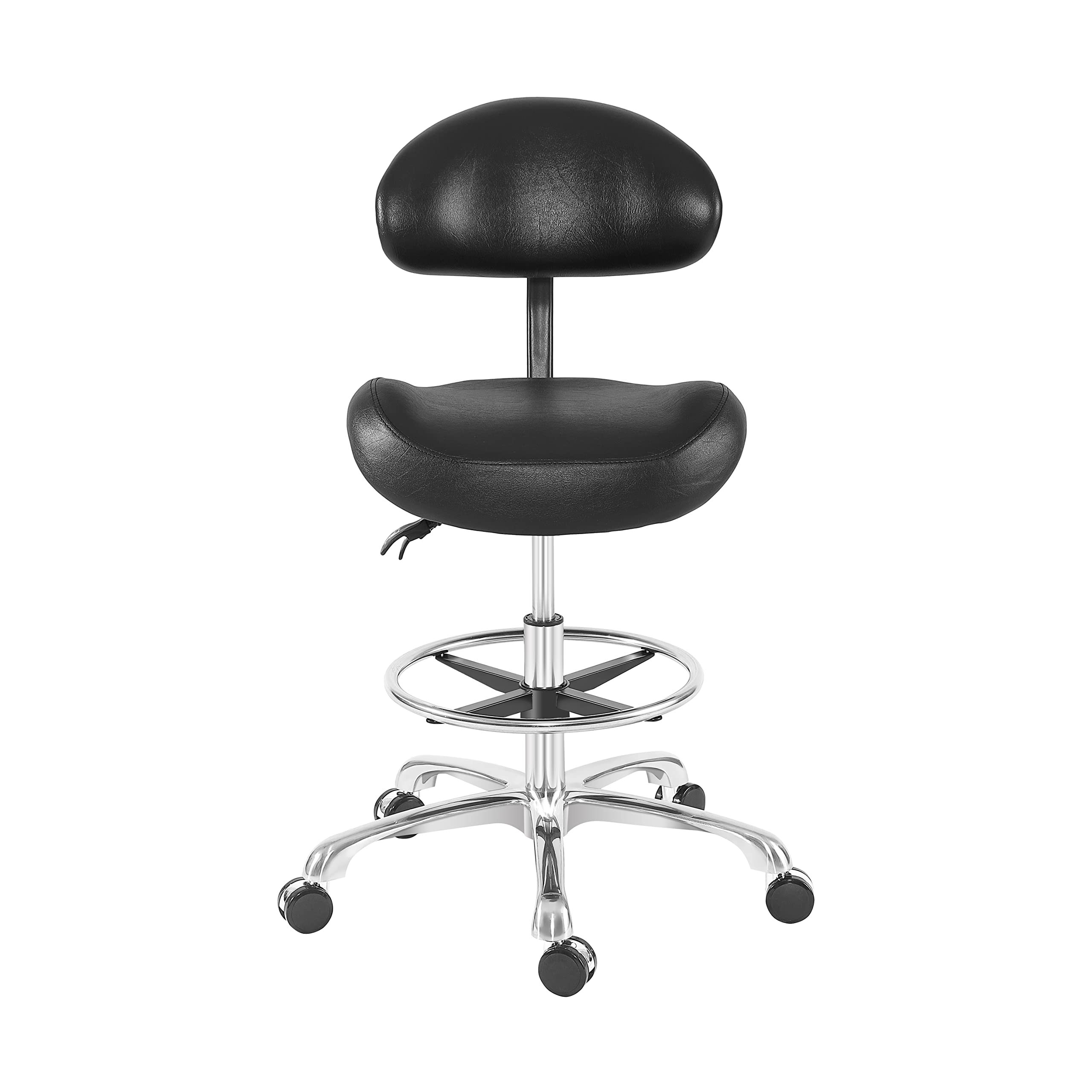 Drafting Chair Rolling Tall Stool Home Office Chair Adjustable Computer Shop Desk Chair with Backrest and Footrest