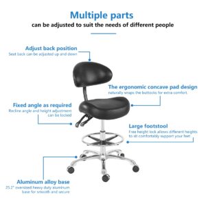 Drafting Chair Rolling Tall Stool Home Office Chair Adjustable Computer Shop Desk Chair with Backrest and Footrest