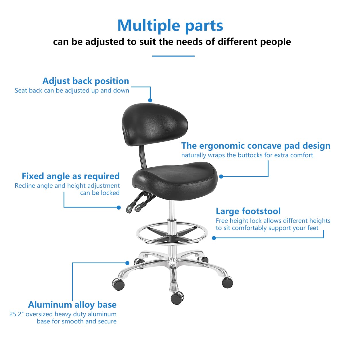 Drafting Chair Rolling Tall Stool Home Office Chair Adjustable Computer Shop Desk Chair with Backrest and Footrest