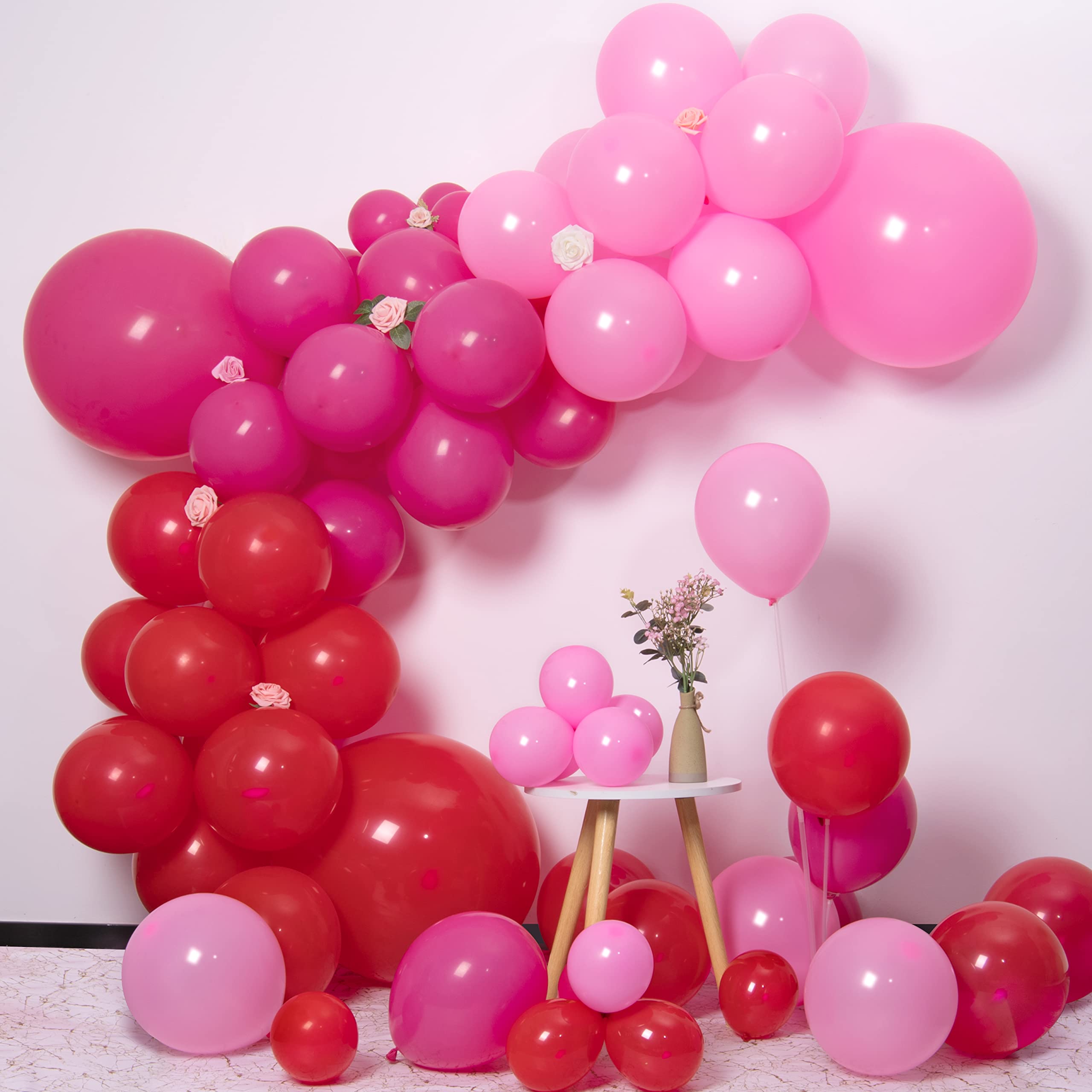 MOMOHOO Hot Pink Balloons Garland - 110Pcs 36/18/12/10/5 Inch Dark Pink Balloons Different Sizes, Big Pink Latex Balloons 36 Inch, Gender Reveal Balloon Hot Pink Balloon Arch Kit Pink Party Decoration