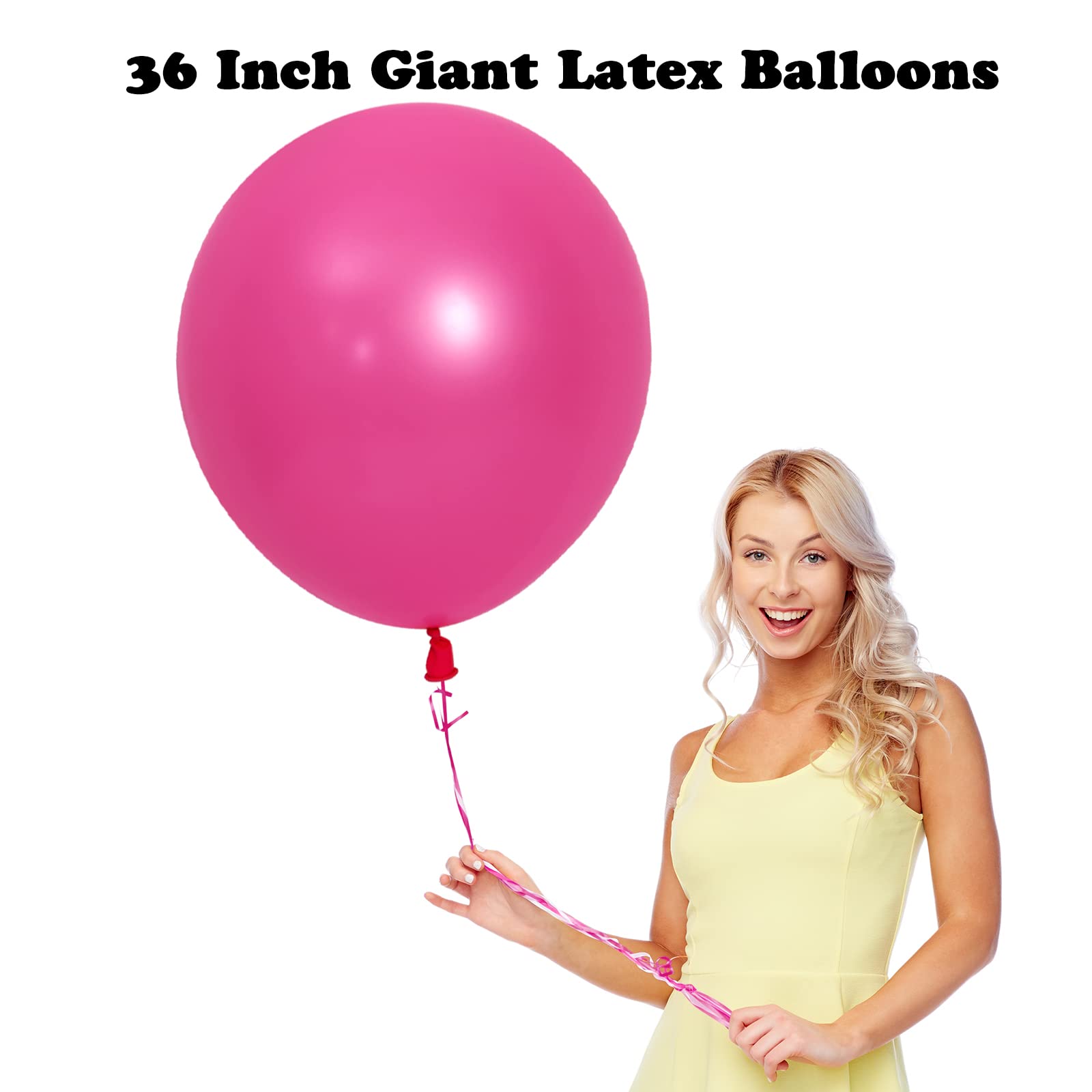 MOMOHOO Hot Pink Balloons Garland - 110Pcs 36/18/12/10/5 Inch Dark Pink Balloons Different Sizes, Big Pink Latex Balloons 36 Inch, Gender Reveal Balloon Hot Pink Balloon Arch Kit Pink Party Decoration