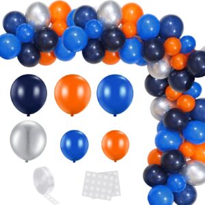 133 pcs space balloons, royal navy blue orange metallic silver latex balloons, outer space party favors 5 10 inch balloon arch garland kit kids outer space birthday party supplies
