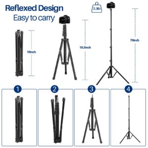 WELLMAKING Light Stand, 72 inches led Light Stand Reverse Folding Light Tripod for Photography, Portable Light Tripod, Reflector Stand Suitable for Streaming, vlog, YouTube