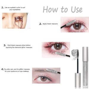 Glitter Mascara Diamond Glitter Mascara 4D Glitter Lash Mascara for Women Waterproof|Long Lasting|Thickening|Lengthening Sparkly Eye Lash Mascara Lash Makeup for Party Wedding