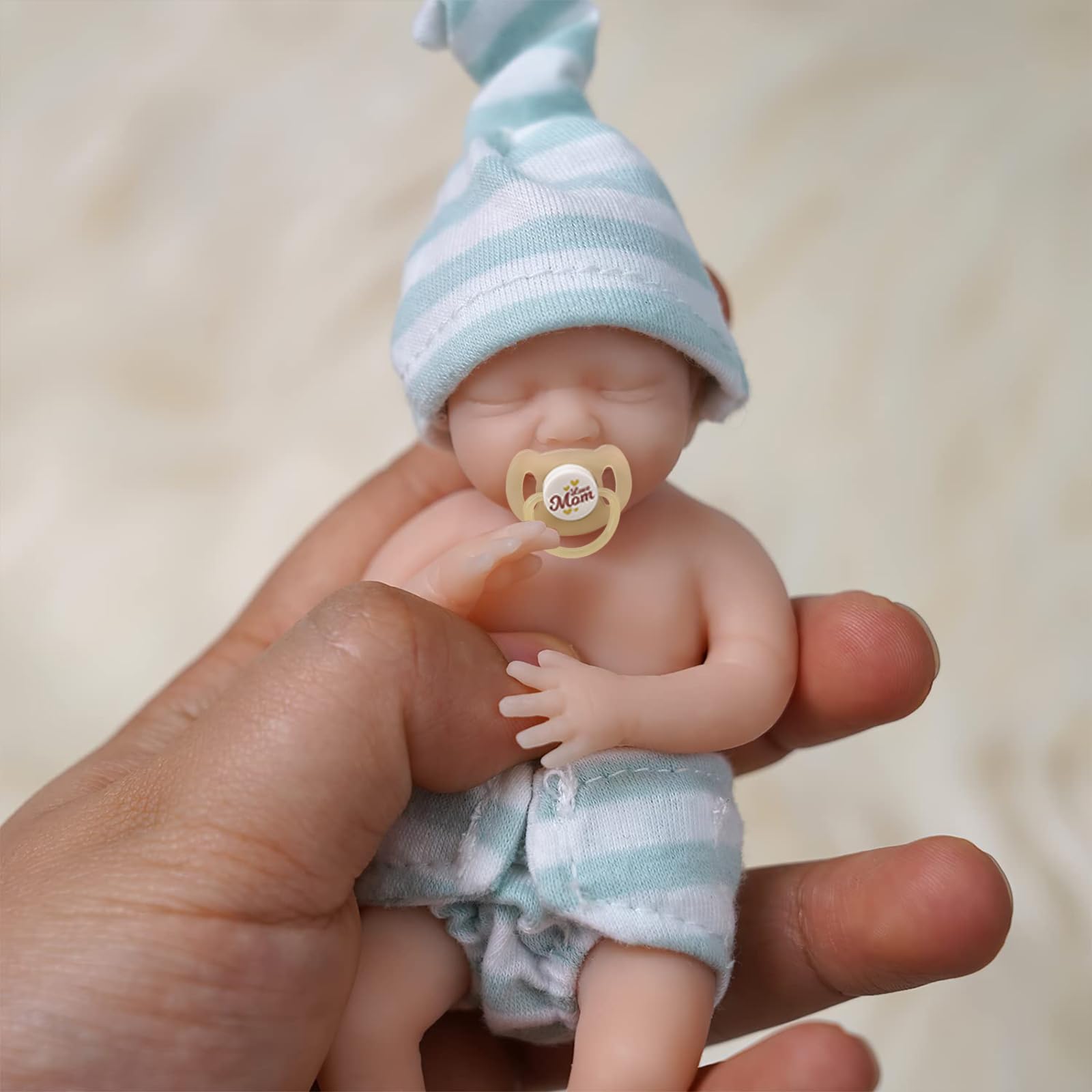 JIZHI Miniature Reborn Baby Dolls Silicone Full Body - 5.5-Inch Soft Body Mini Realistic-Newborn Baby Dolls with Real Life Tiny Baby Doll with Feeding & Bathing Accessories for Kids 12+