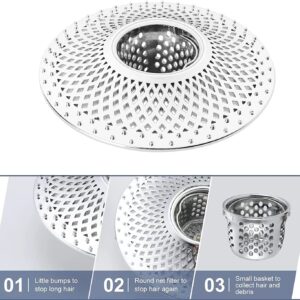 Drain Hair Catcher Bathtub Shower Drain, Hair Catcher Shower Drain, Bathroom Sink Hair Trap Strainer Drain Protector Chrome 1 Pack