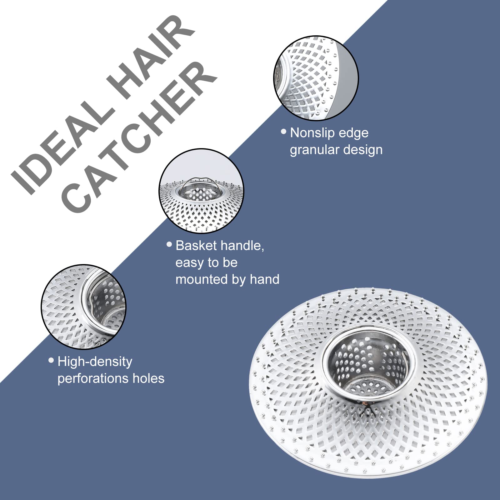 Drain Hair Catcher Bathtub Shower Drain, Hair Catcher Shower Drain, Bathroom Sink Hair Trap Strainer Drain Protector Chrome 1 Pack