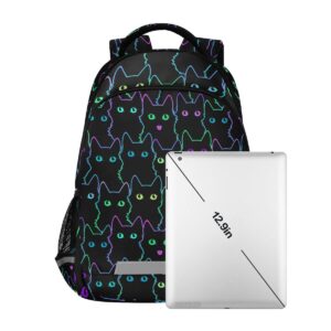 Glaphy Black Cats Rainbow Backpack for Women Men Kids, Laptop Bookbag Lightweight Travel Daypack School Backpacks with Reflective Stripes