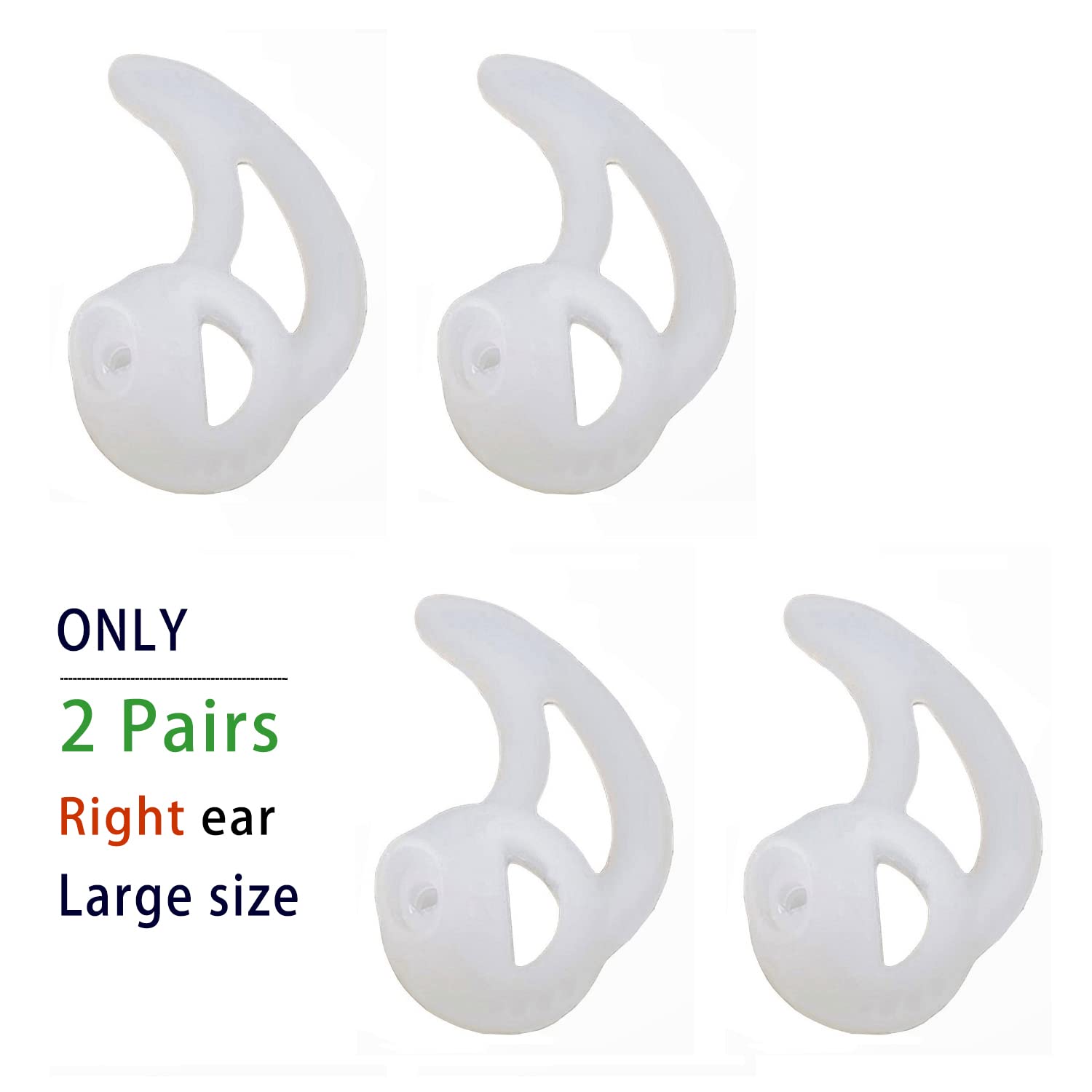 Silicone Fin Ear Mold for Two Way Radio Earpiece Replacement Earmold Earbud Tips for Surveillance Police Earpiece Coil Tube Headset (2 Pair Fin Large Right Ear)