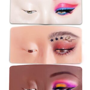 Makeup Practice Face, Bueuo 3 Pcs Makeup Practice Board Makeup Mannequin Face 3D Realistic Pad for Makeup Artist Makeup Beginner Self-taught or Professional Enthusiasts