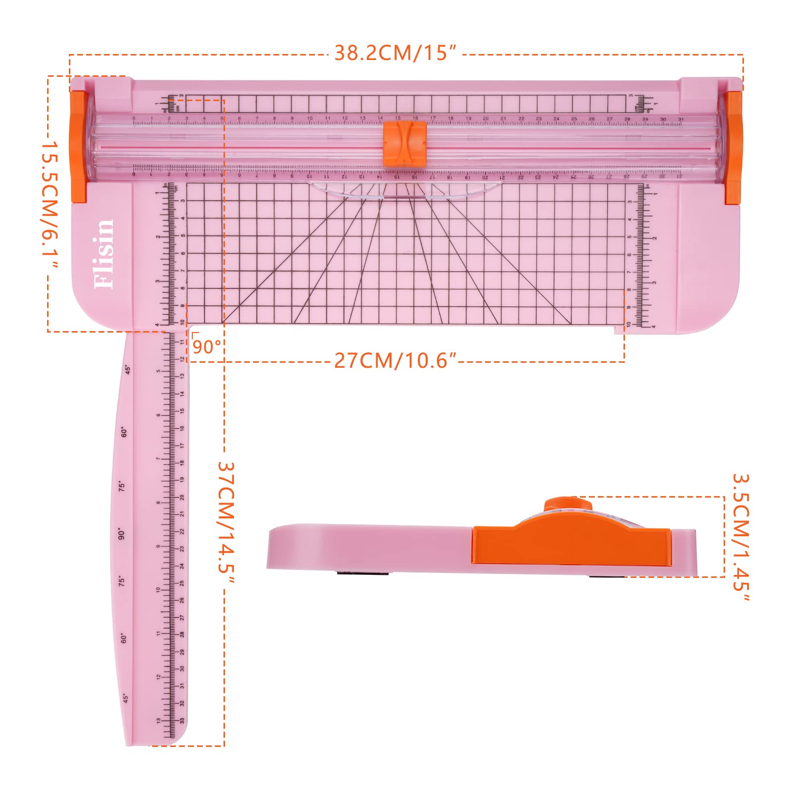 Flisin Paper Cutter,Portable Paper Slicer,12 Inch Paper Trimmer Scrapbooking Tool with Automatic Security Safeguard and Side Ruler for Craft Paper,A4 Paper,Coupon, Label and Cardstock (Pink)