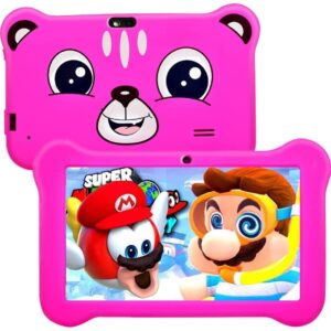 Awlstar Tablet for Kids, Android 9.0 Kids Tablet 2GB +16GB Learning Tablet with 7 inch IPS Eye Protection Screen Dual Cameras WiFi GMS Certified Kids-Proof Children Tablets Parent Control, Pink