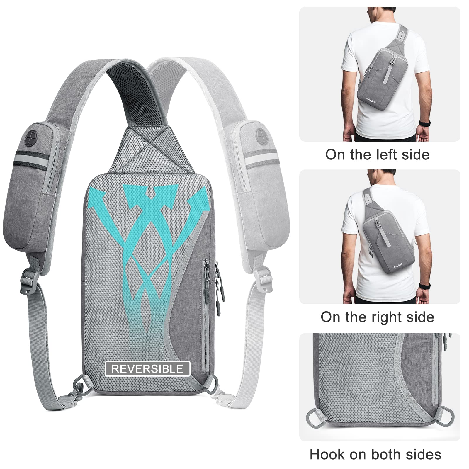 G4Free Sling Bag Sling Backpack Crossbody Chest Bag Daypack for Hiking Traveling (Grey)