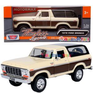 1978 ford bronco 1:24 diecast model car suv motormax 79371 (tan with brown)