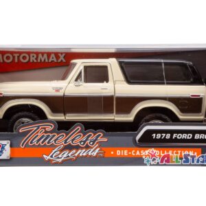 1978 Ford Bronco 1:24 Diecast Model Car SUV Motormax 79371 (Tan with Brown)