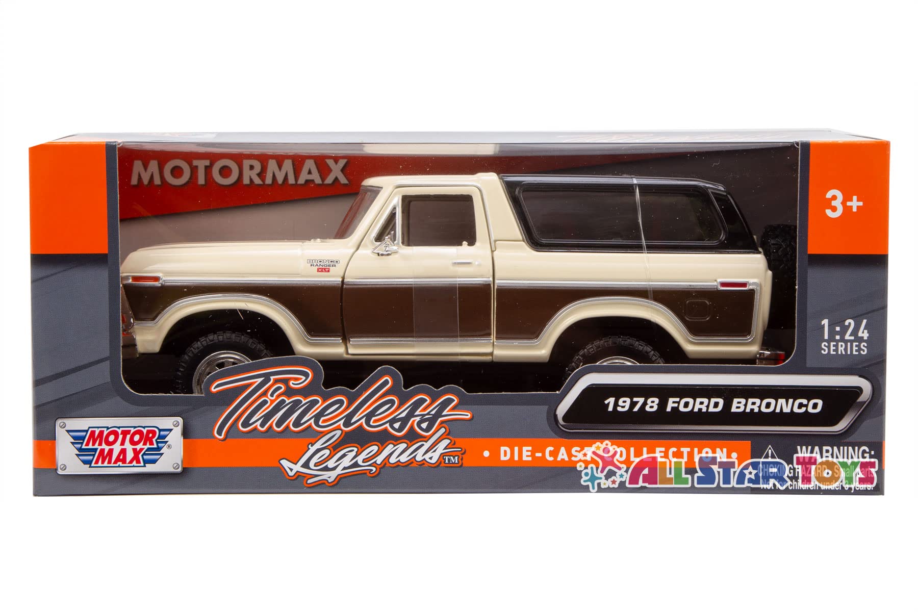 1978 Ford Bronco 1:24 Diecast Model Car SUV Motormax 79371 (Tan with Brown)