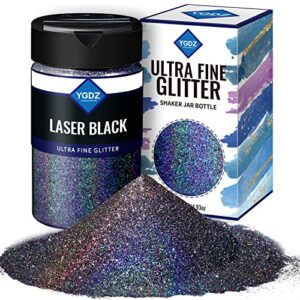 black glitter, ygdz black fine glitter for crafts, christmas glitter 140g /4.93oz, festival glitter, body glitter, nail glitter, craft glitter for resin arts tumbler, christmas decor