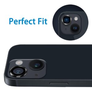 Hsefo Compatible with iPhone 13 Mini / 13 Camera Lens Protector, Anti-Scratch 9H Tempered Glass Metal Camera Screen Protector Shockproof Cover Film Ring -2 Pcs Black