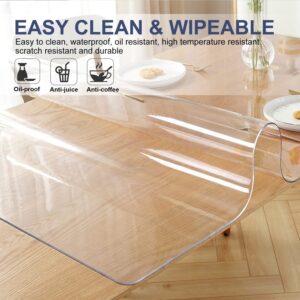 Large Clear Hardwood Floor Protector - Transparent PVC Desk/Chair Mat, 1.5mm Thick Waterproof Rectangle PVC Vinyl Plastic Rug, Easy to Clean, 32 40 48 56 64 72 80 88 96 104 112 120 128 136 144 152 in