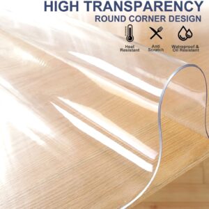 Large Clear Hardwood Floor Protector - Transparent PVC Desk/Chair Mat, 1.5mm Thick Waterproof Rectangle PVC Vinyl Plastic Rug, Easy to Clean, 32 40 48 56 64 72 80 88 96 104 112 120 128 136 144 152 in