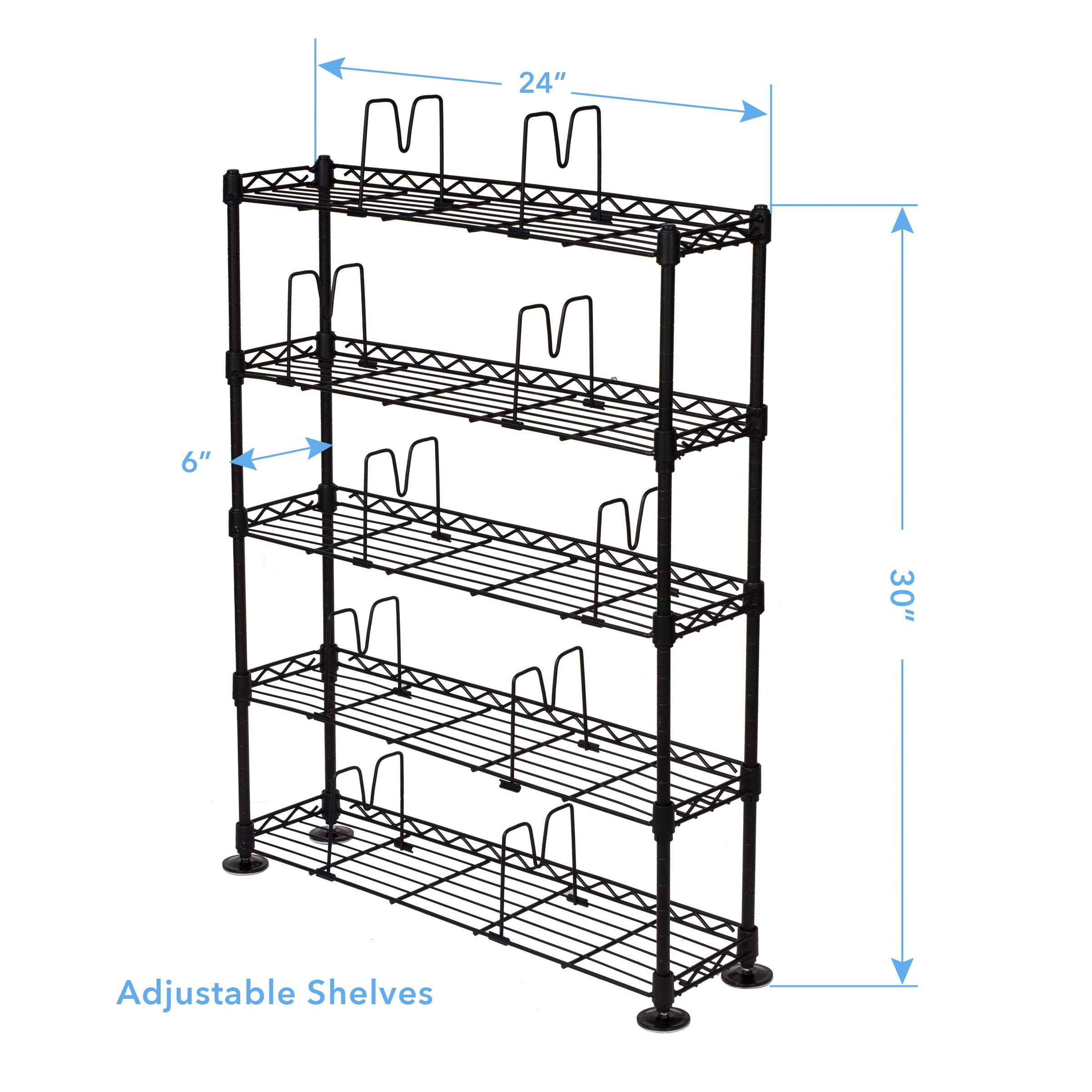 Atlantic Maxsteel 8-Tier Heavy Gauge Steel Wire Storage Shelving, in Black – PN 3020 & Maxsteel 5 Tier Shelving - Heavy Gauge Steel Wire Media Shelving for 275 CDs,152 DVDs, PN3010 in Black