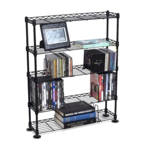 Atlantic Maxsteel 8-Tier Heavy Gauge Steel Wire Storage Shelving, in Black – PN 3020 & Maxsteel 5 Tier Shelving - Heavy Gauge Steel Wire Media Shelving for 275 CDs,152 DVDs, PN3010 in Black