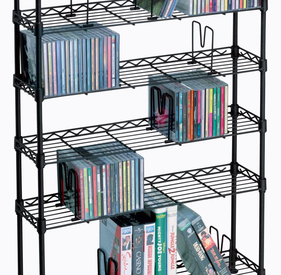 Atlantic Maxsteel 8-Tier Heavy Gauge Steel Wire Storage Shelving, in Black – PN 3020 & Maxsteel 5 Tier Shelving - Heavy Gauge Steel Wire Media Shelving for 275 CDs,152 DVDs, PN3010 in Black